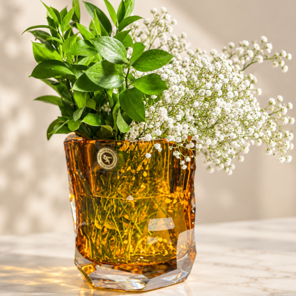Vaso Murano Facetado - Âmbar