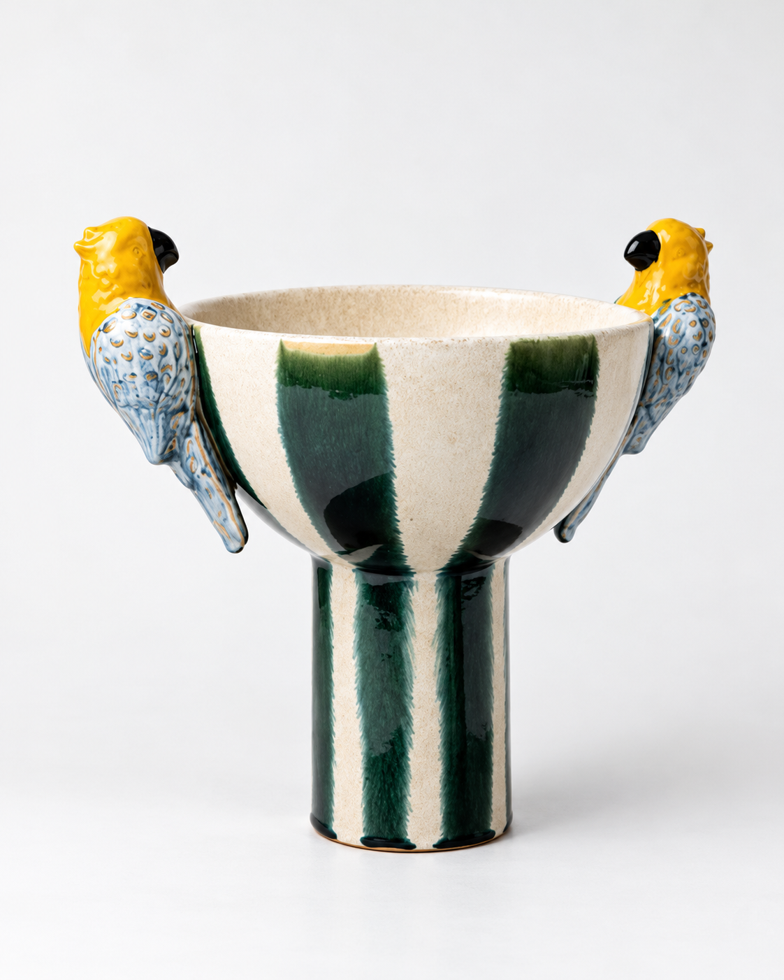 Vaso Decorativo Alto com Pássaros em Cerâmica