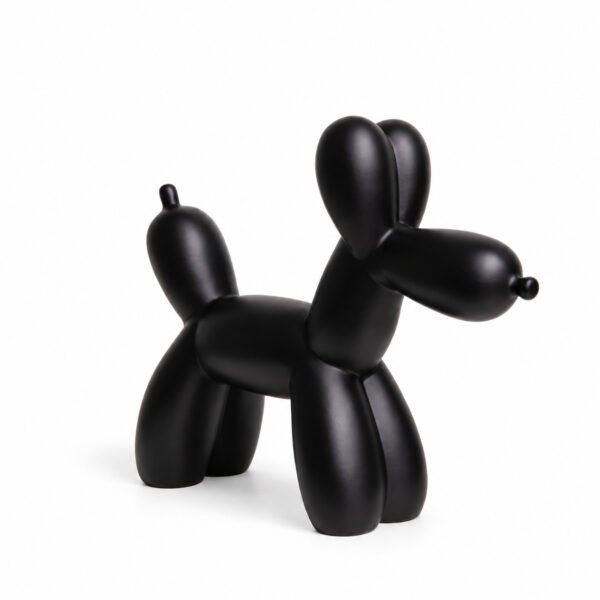 Escultura Decorativa Cachorro Balão Preto em Resina