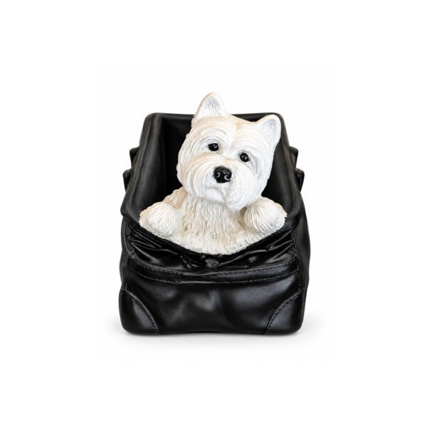 Organizador Decorativo em Resina com Cachorro Branco
